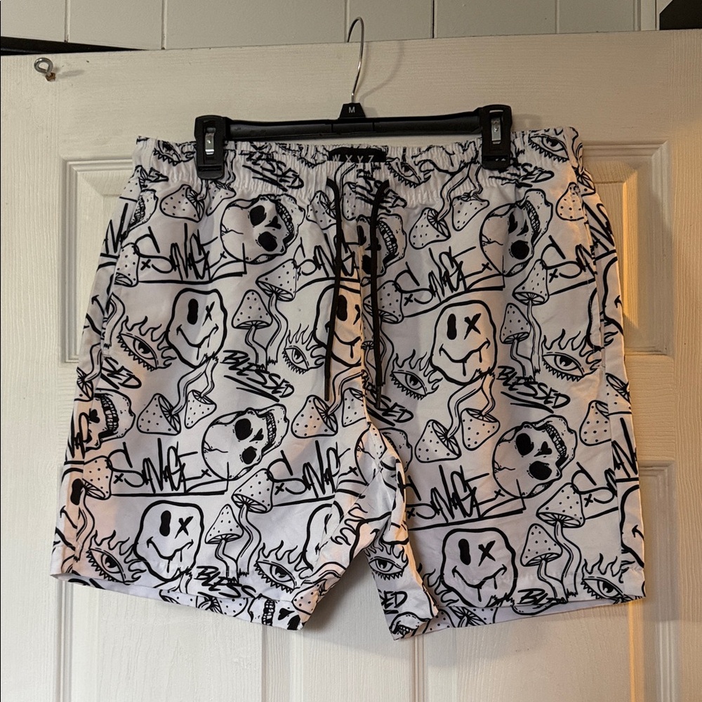 Stylish Black and White Graphic Board Shorts
